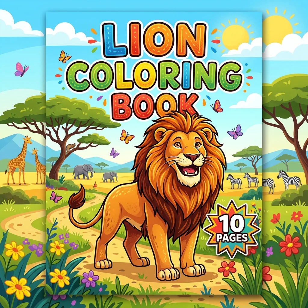 Free The Ultimate Lion Safari Coloring Book — Printable for Kids Cover - Free Printable