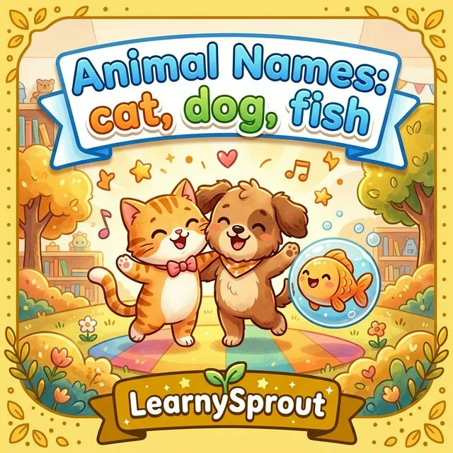 Animal Names: cat, dog, fish Tracing