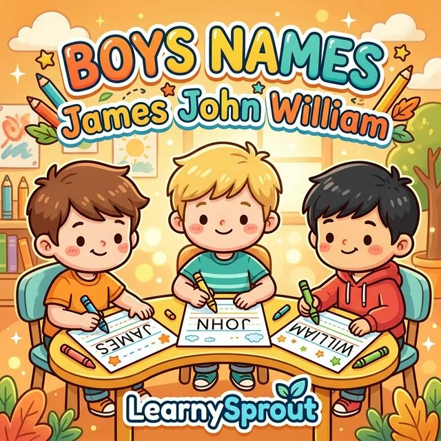 Boys Name Tracing — James, John, William