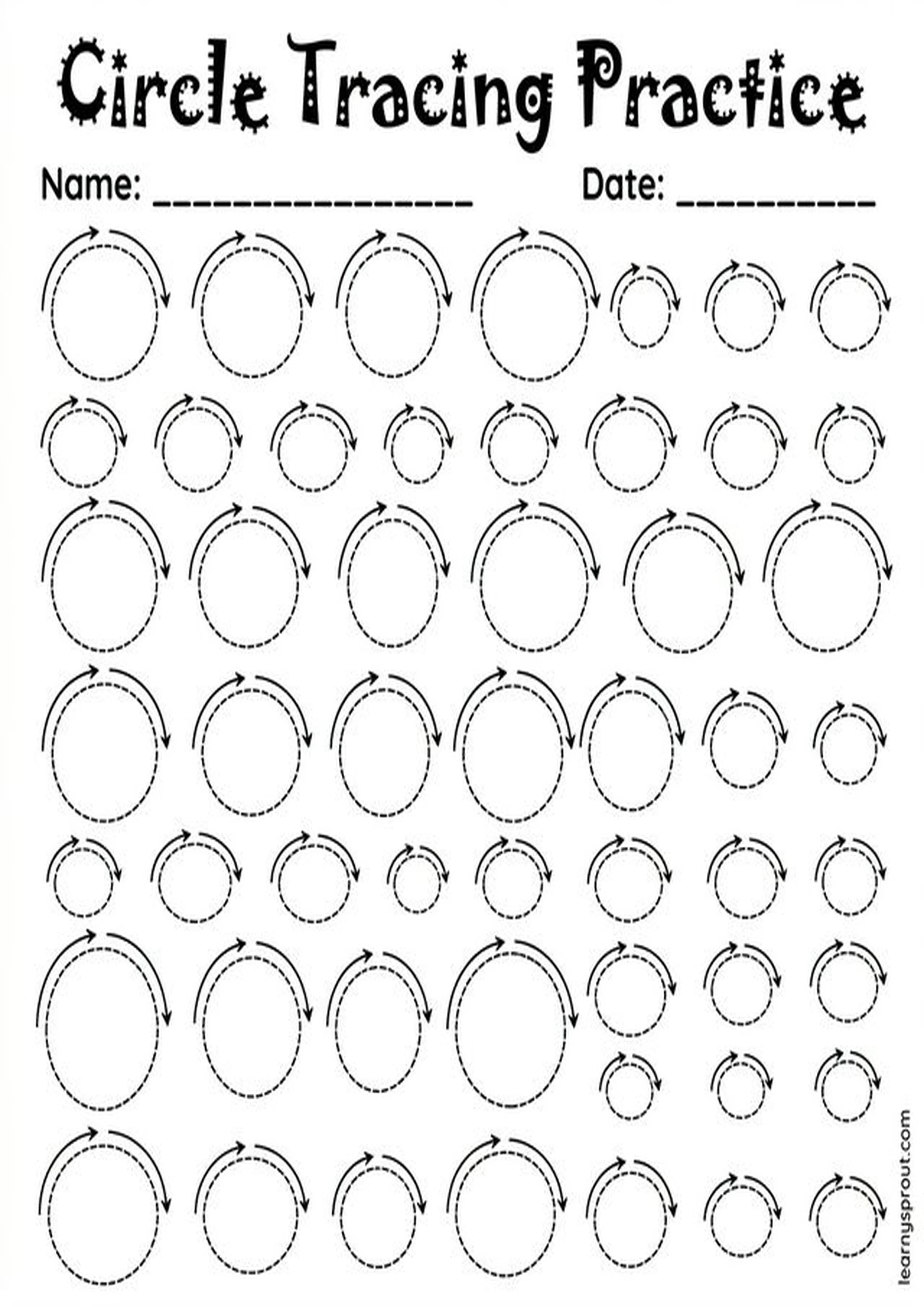 Free printable Circle Tracing Practice tracing practice worksheet - LearnySprout
