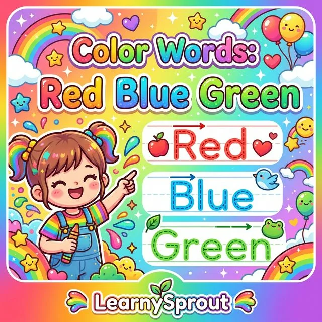 Color Words Tracing — Red, Blue, Green