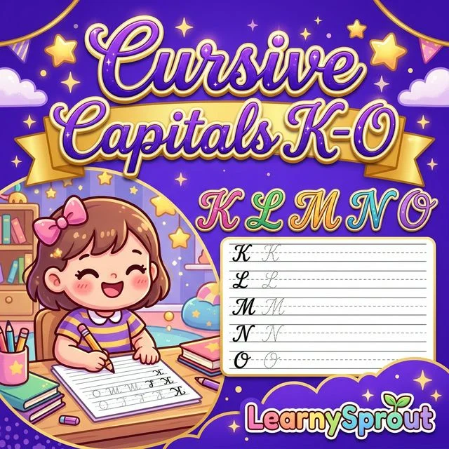 Cursive Uppercase K to O Tracing
