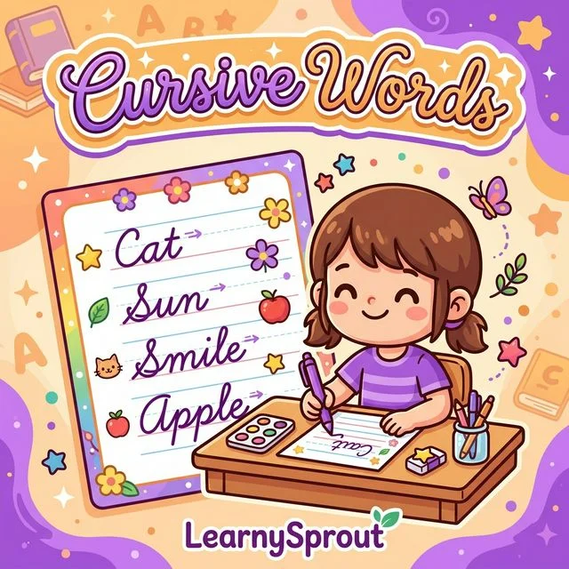Cursive Words Practice — Common Words