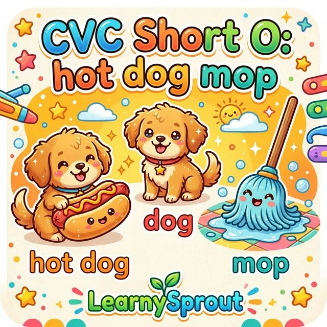 CVC Words: Short O — hot, dog, mop