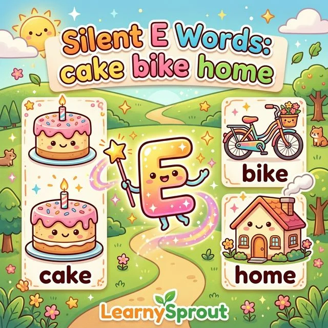 CVCE Words: Silent E — cake, bike, home