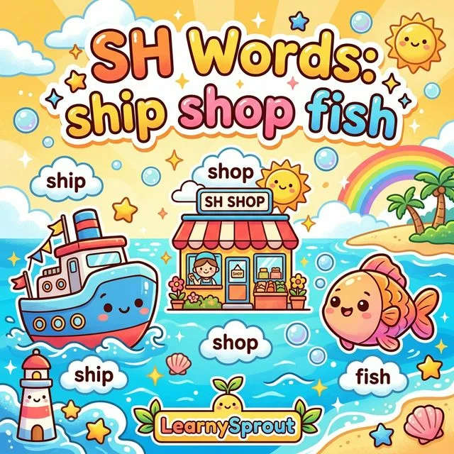 Digraphs: sh Words — ship, shop, fish