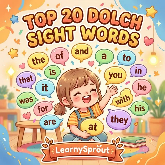 Top 20 Dolch Sight Words Tracing