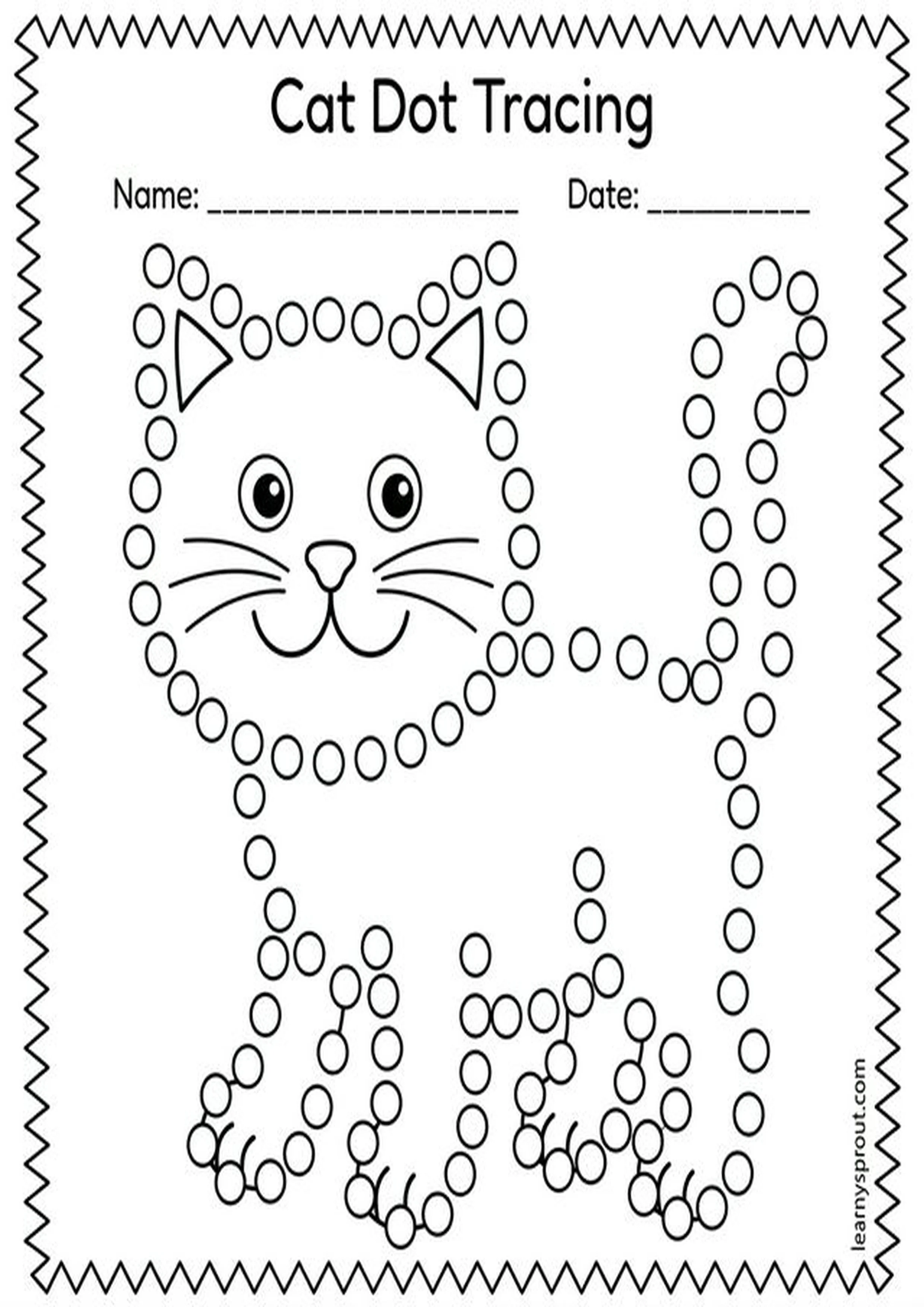 Free printable Cat Dot Tracing Practice tracing practice worksheet - LearnySprout