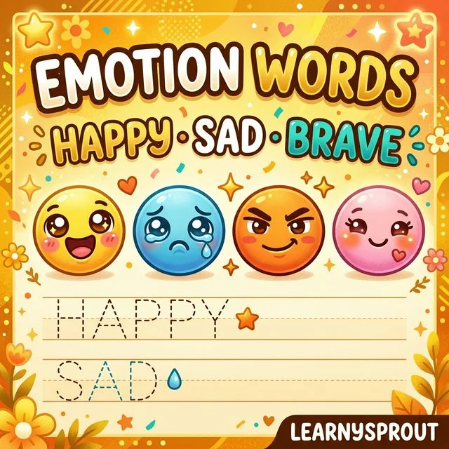 Emotion Words Tracing — Happy, Sad, Brave
