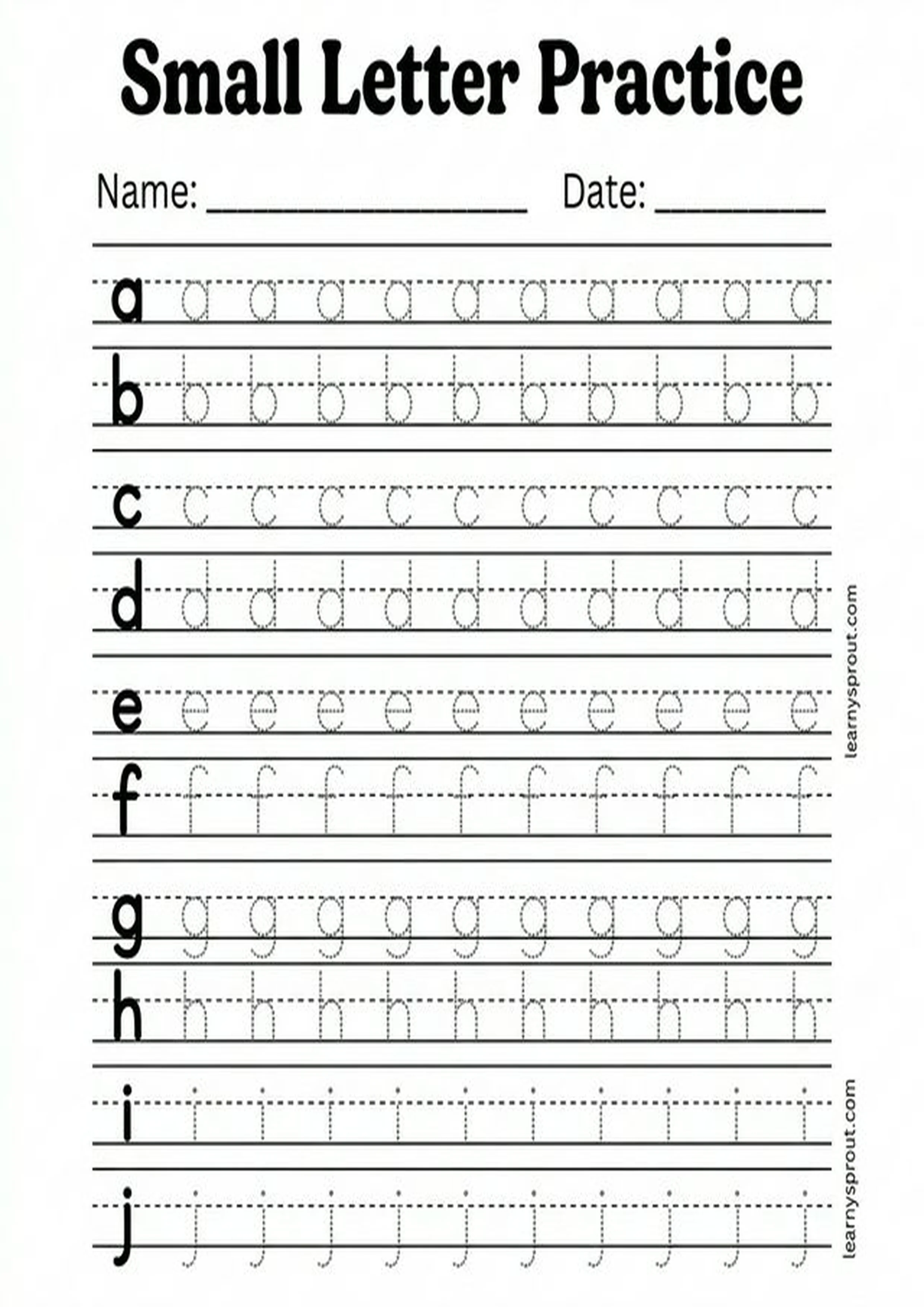 Free printable Fine Motor — Small Letter Practice tracing practice worksheet - LearnySprout