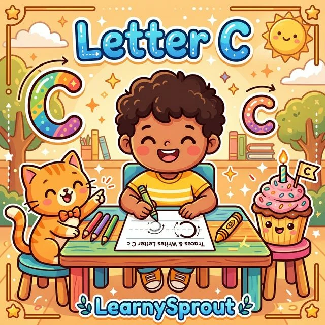 Letter C Tracing — Uppercase and Lowercase