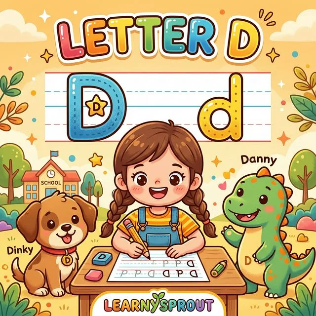 Letter D Tracing — Uppercase and Lowercase