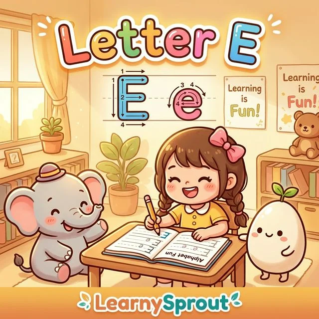 Letter E Tracing — Uppercase and Lowercase