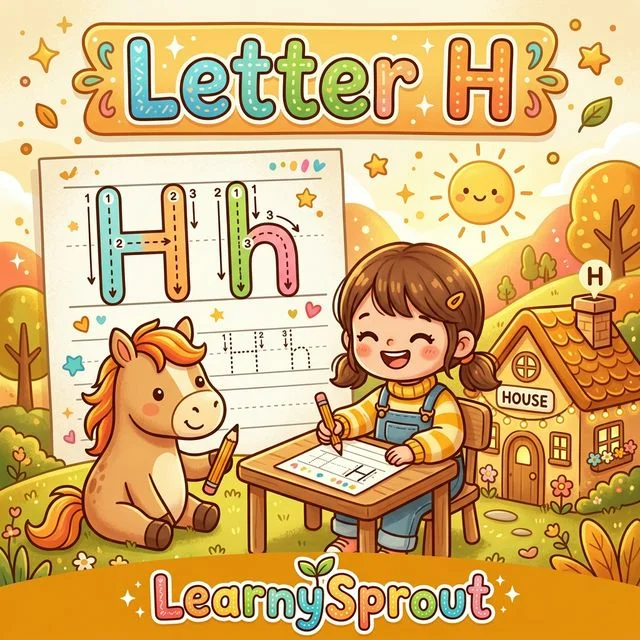Letter H Tracing — Uppercase and Lowercase