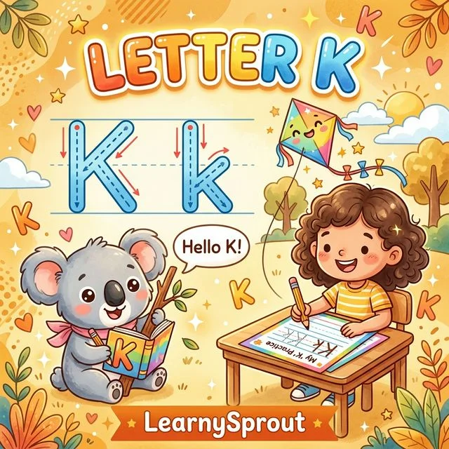 Letter K Tracing — Uppercase and Lowercase