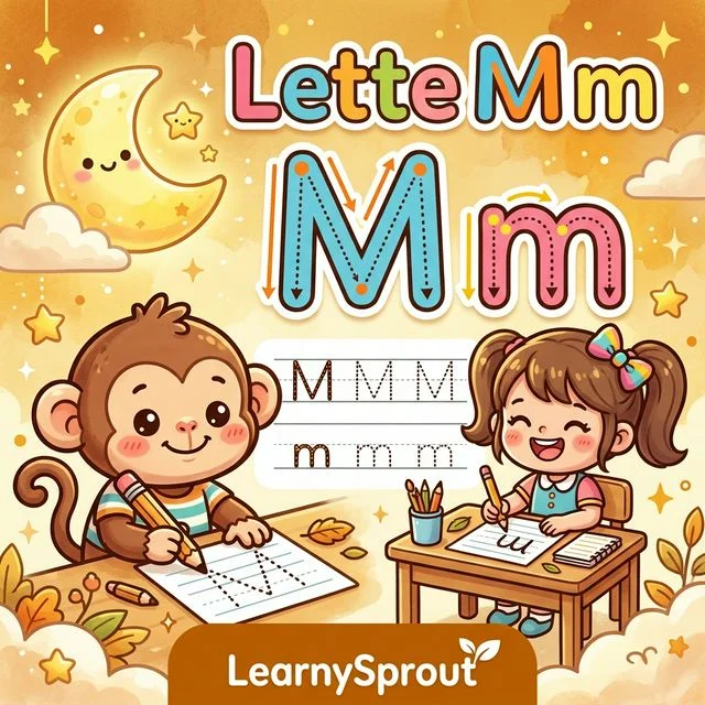 Letter M Tracing — Uppercase and Lowercase