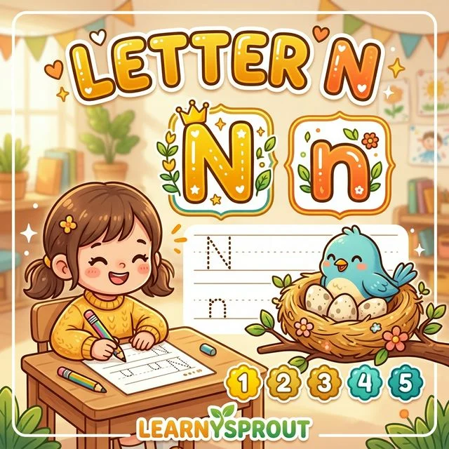 Letter N Tracing — Uppercase and Lowercase