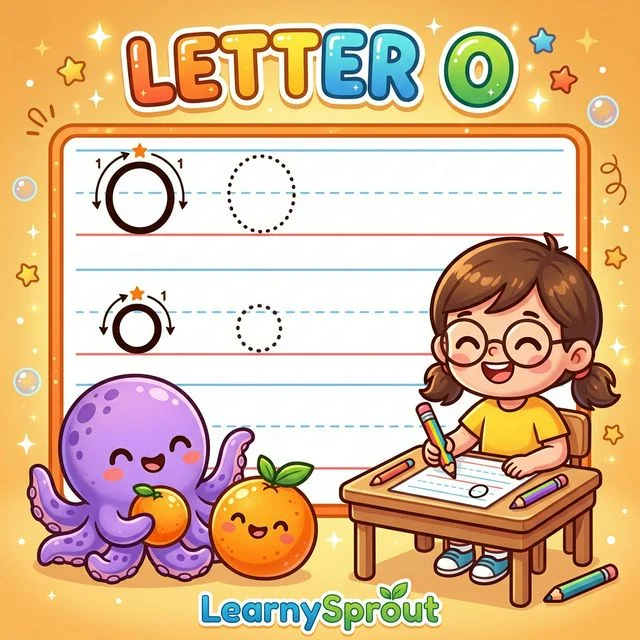 Letter O Tracing — Uppercase and Lowercase