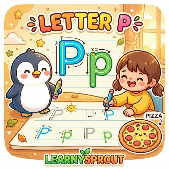 Letter P Tracing — Uppercase and Lowercase