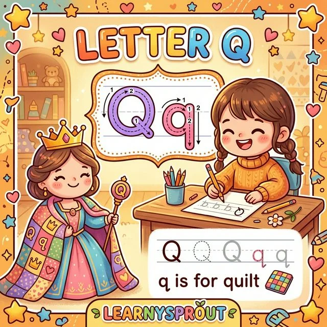 Letter Q Tracing — Uppercase and Lowercase
