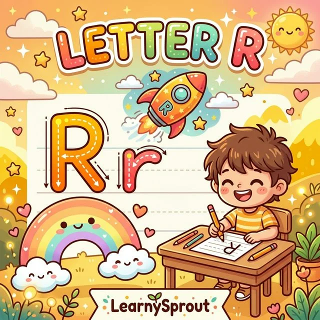 Letter R Tracing — Uppercase and Lowercase