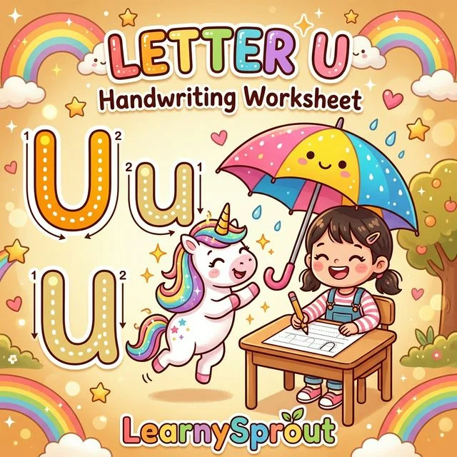 Letter U Tracing — Uppercase and Lowercase