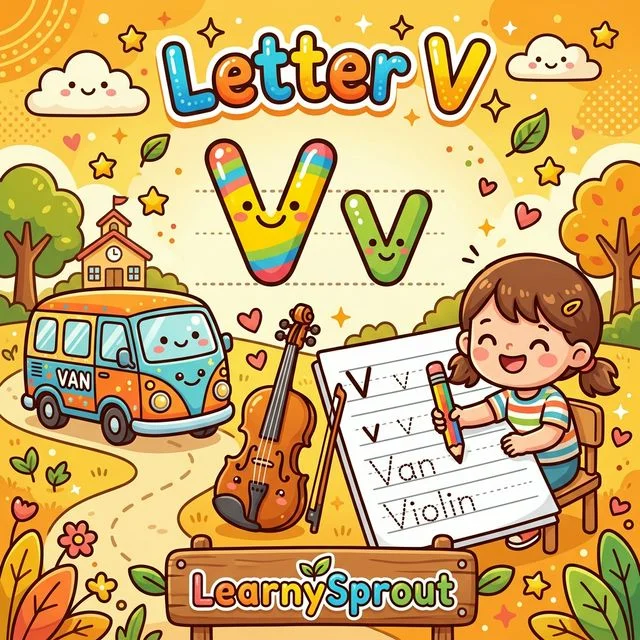 Letter V Tracing — Uppercase and Lowercase