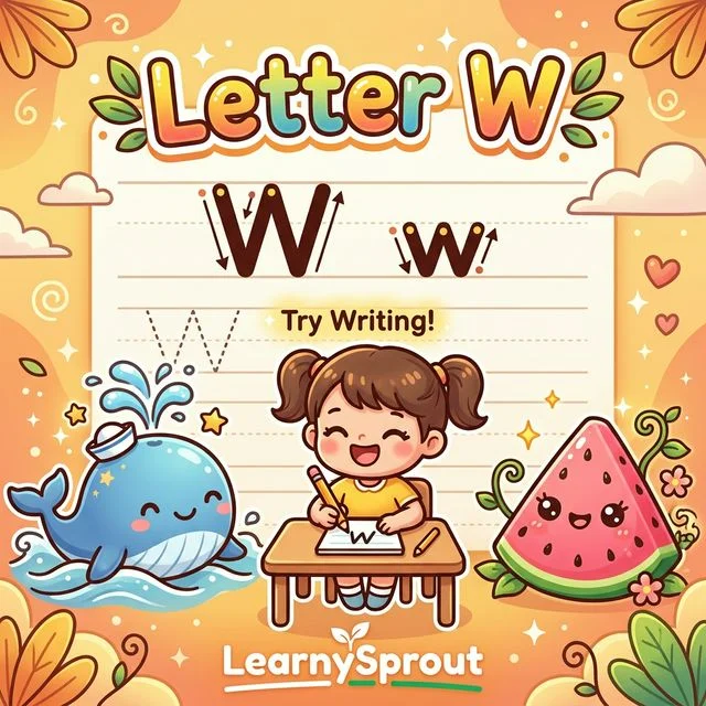 Letter W Tracing — Uppercase and Lowercase