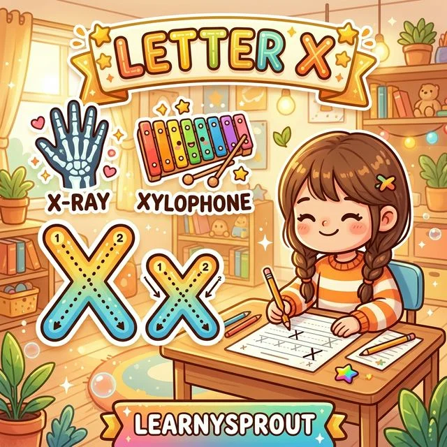 Letter X Tracing — Uppercase and Lowercase