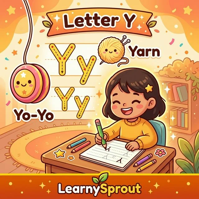 Letter Y Tracing — Uppercase and Lowercase
