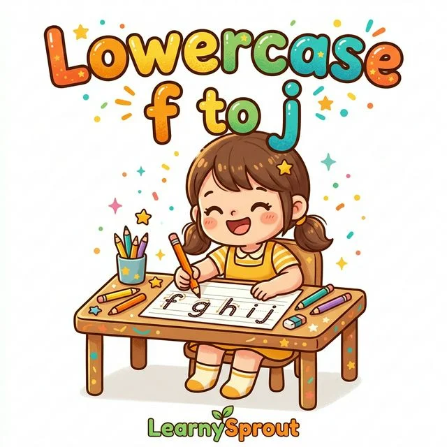 Lowercase Letters f to j Tracing