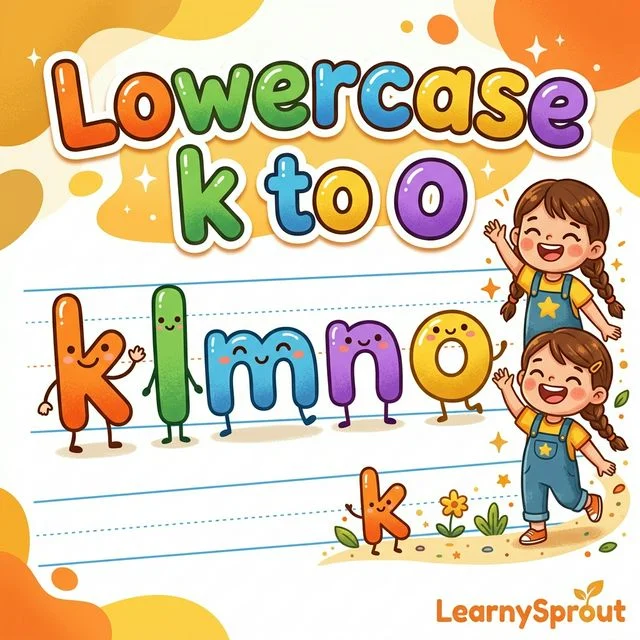 Lowercase Letters k to o Tracing