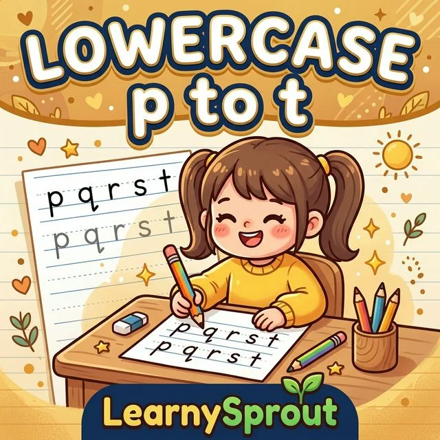 Lowercase Letters p to t Tracing