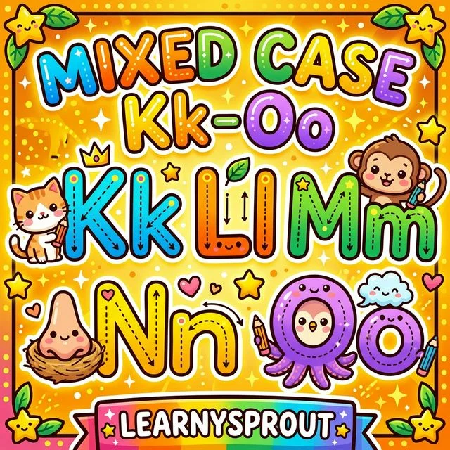 Mixed Case Letters Kk to Oo Tracing