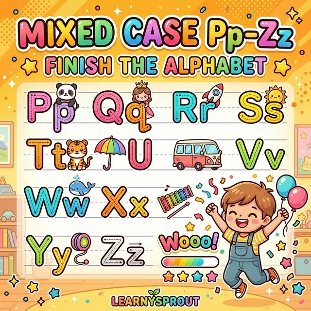 Mixed Case Letters Pp to Zz Tracing