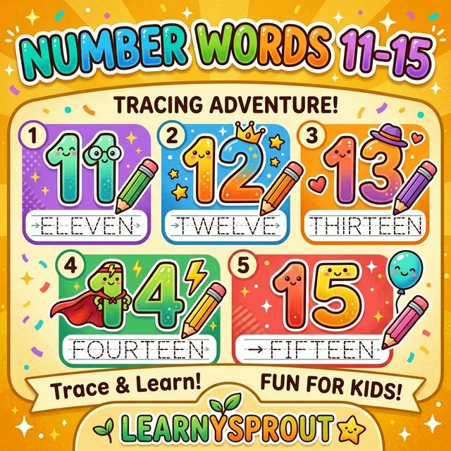 Number Words — Eleven to Fifteen
