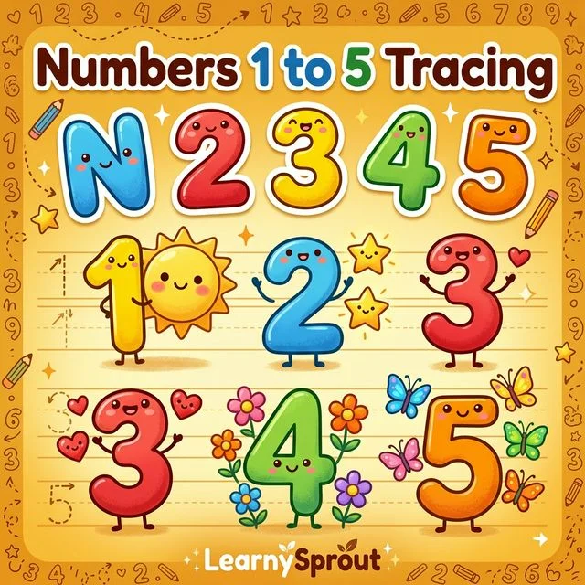 Numbers 1 to 5 Tracing