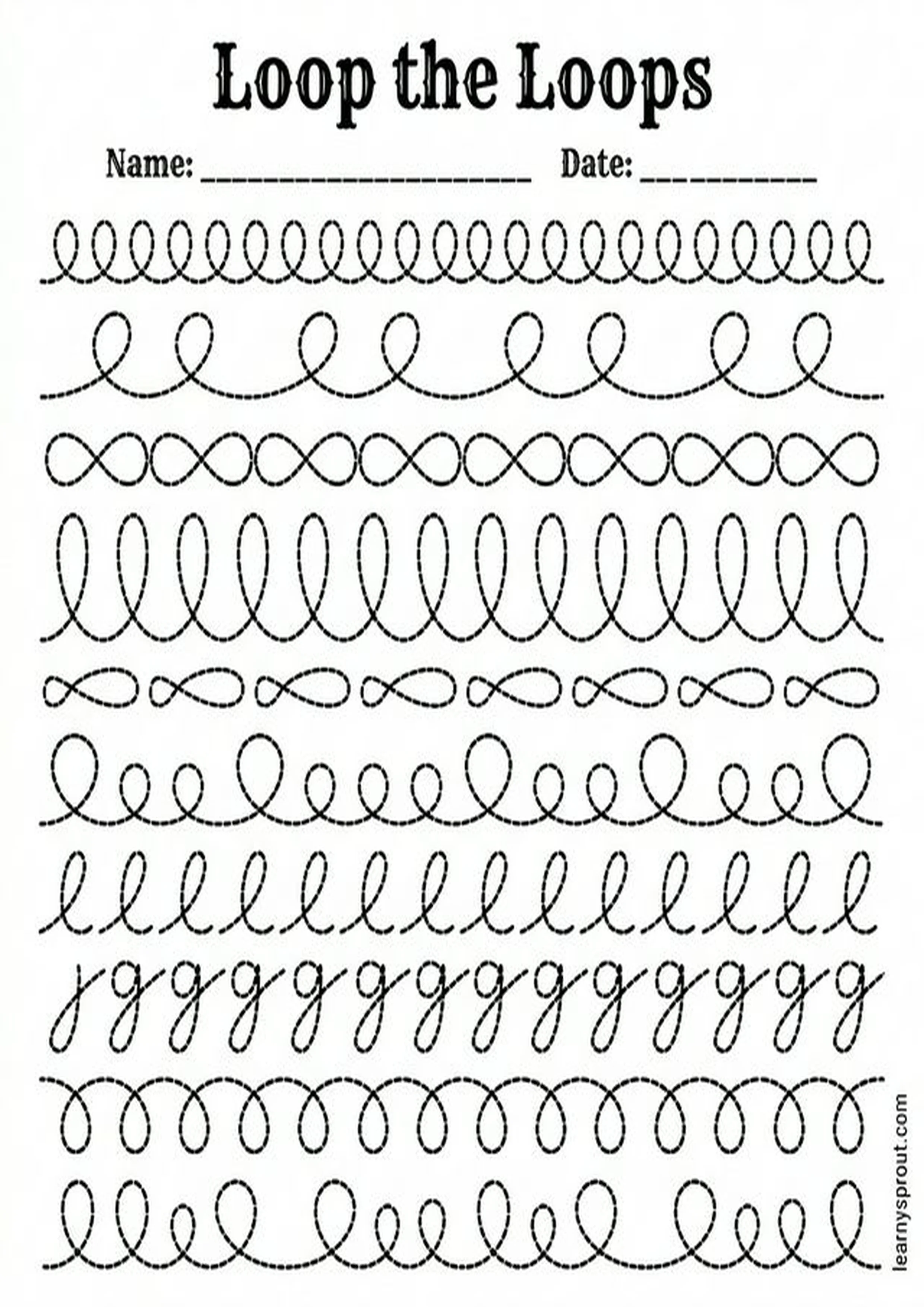 Free printable Pencil Control — Loop the Loops tracing practice worksheet - LearnySprout