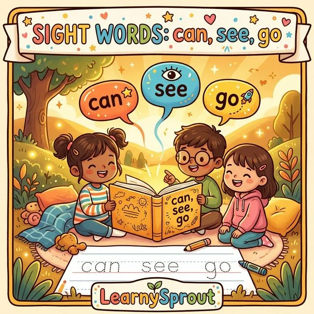 Sight Words: can, see, go Tracing