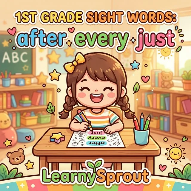 Sight Words First Grade Level 1 — after, every, just