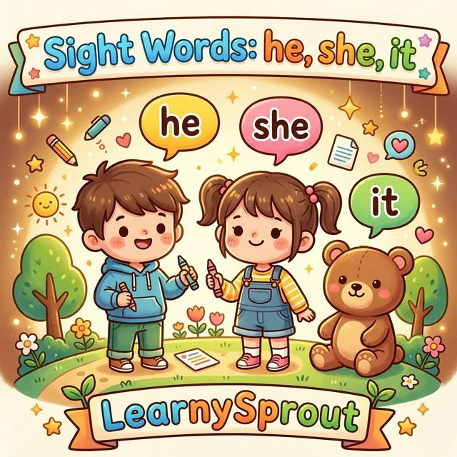Sight Words: he, she, it Tracing
