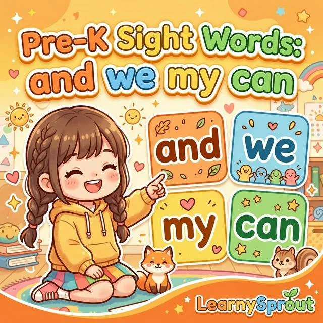 Sight Words Pre-K Level 2 — and, we, my, can