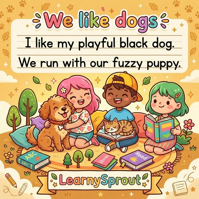 Simple Sentences: We like dogs Tracing