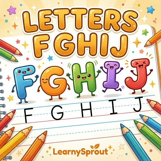 Uppercase Letters F to J Tracing