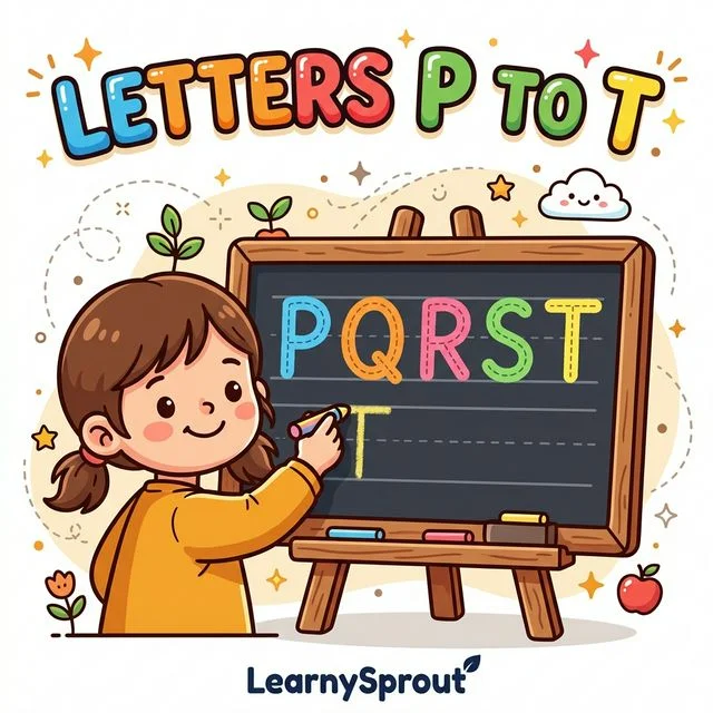 Uppercase Letters P to T Tracing