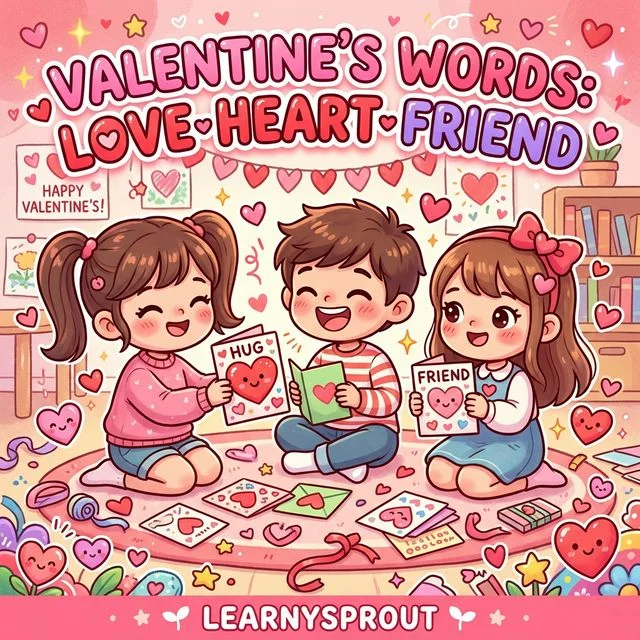 Valentine's Day Words Tracing — Love, Heart, Friend