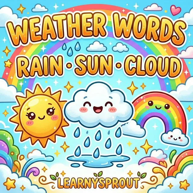 Weather Words Tracing — Rain, Sun, Cloud