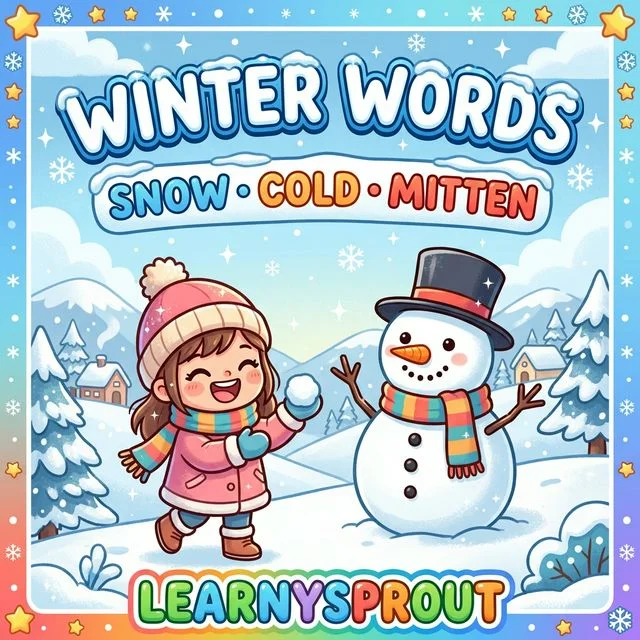 Winter Words Tracing — Snow, Cold, Mitten