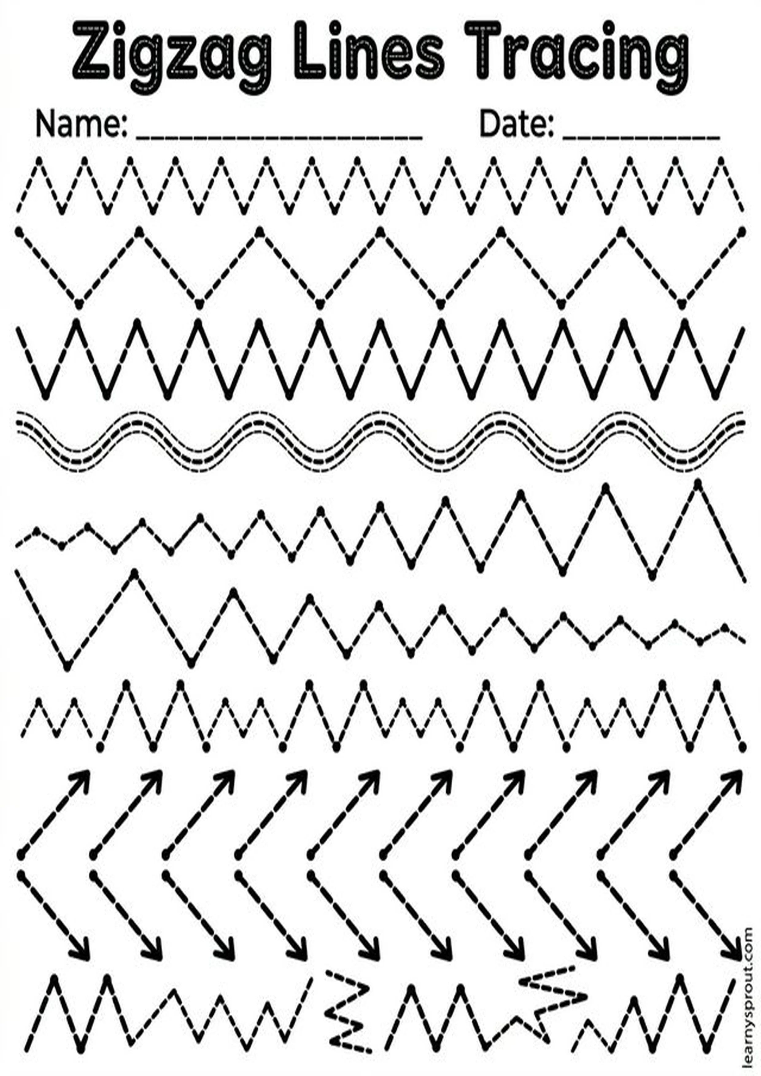 Free printable Zigzag Lines Tracing Practice tracing practice worksheet - LearnySprout