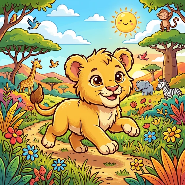 Coloring page from Lion Coloring Book for 4 Years Old